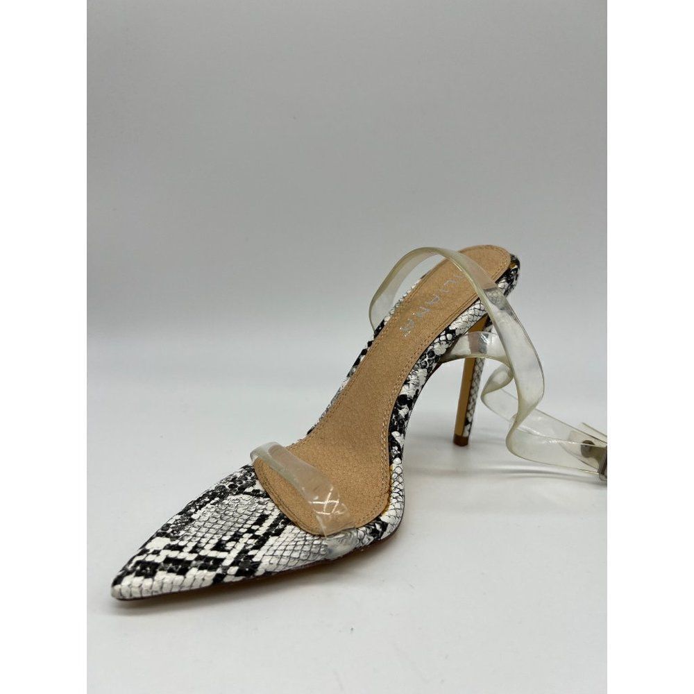 Liliana Snakeskin Open Pointy Toe Stiletto Heels Size 6.5